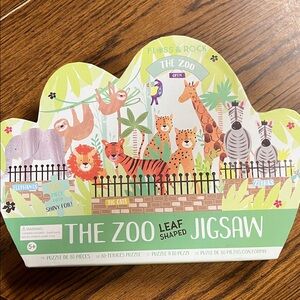 The Zoo Leaf Shaped Jigsaw Puzzle - Green and Orange